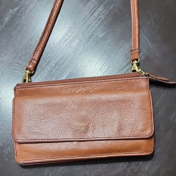 Fossil Brown Leather Crossbody Bag - Picture 1 of 6